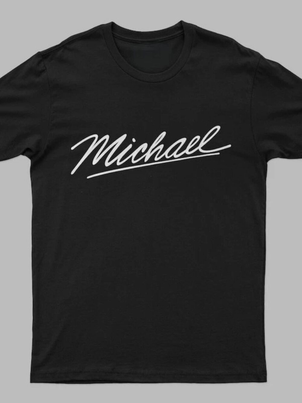 Michael Minimal Signature Script Classic Black White Style T-shirt 257